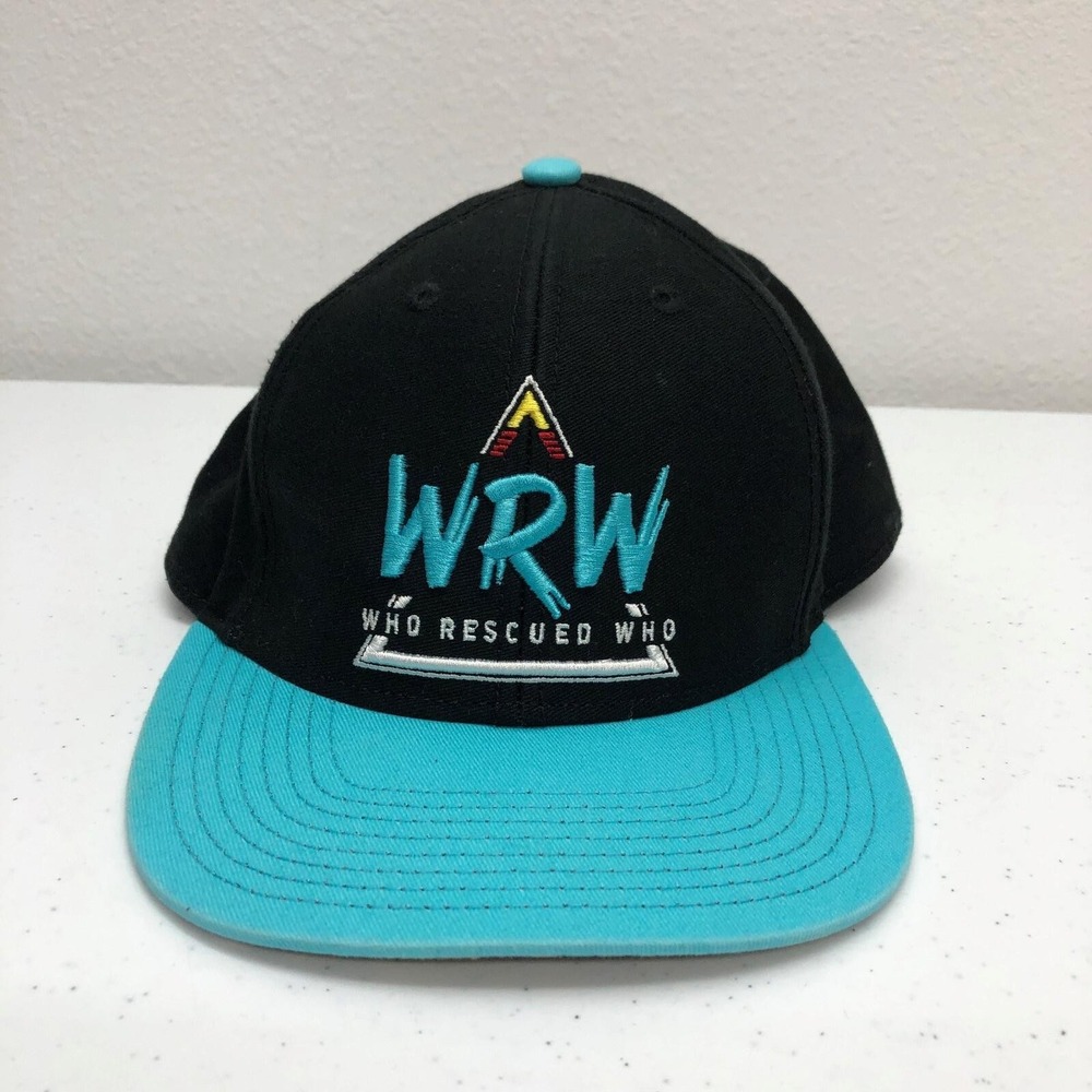 Who Rescued Who Hat Cap Snap Back Mens One Size Black Teal Leopard Dog Casual